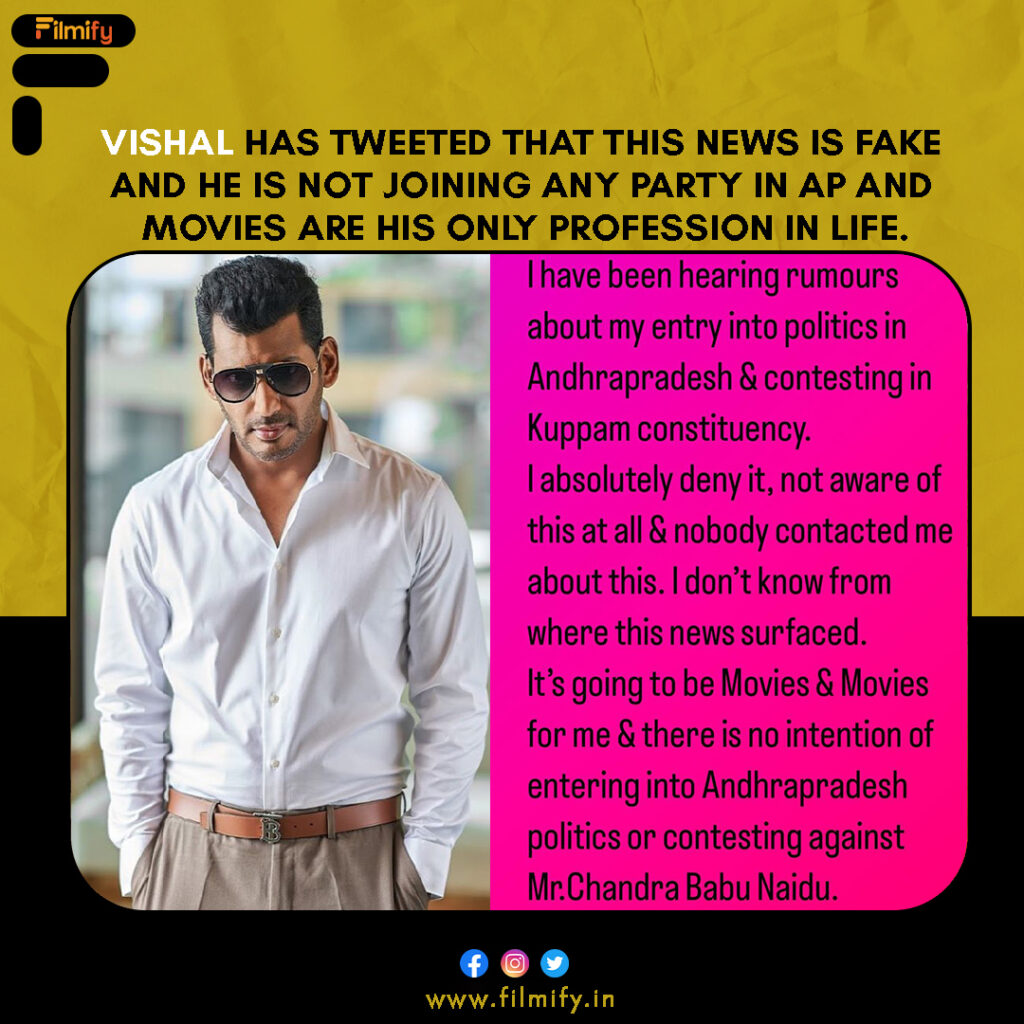 Vishal clarifies about his political Entry