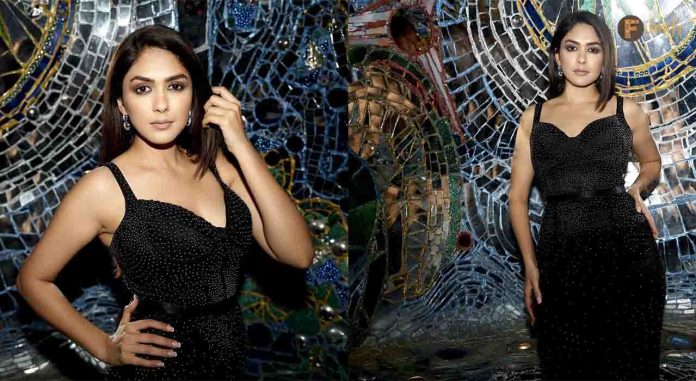 Tollywood Actress Mrunal Thakur Looking Gorgeous in Black Dress