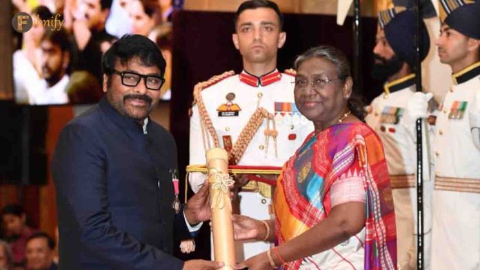 Chiranjeevi received 'Padma Vibhushan' from the President.